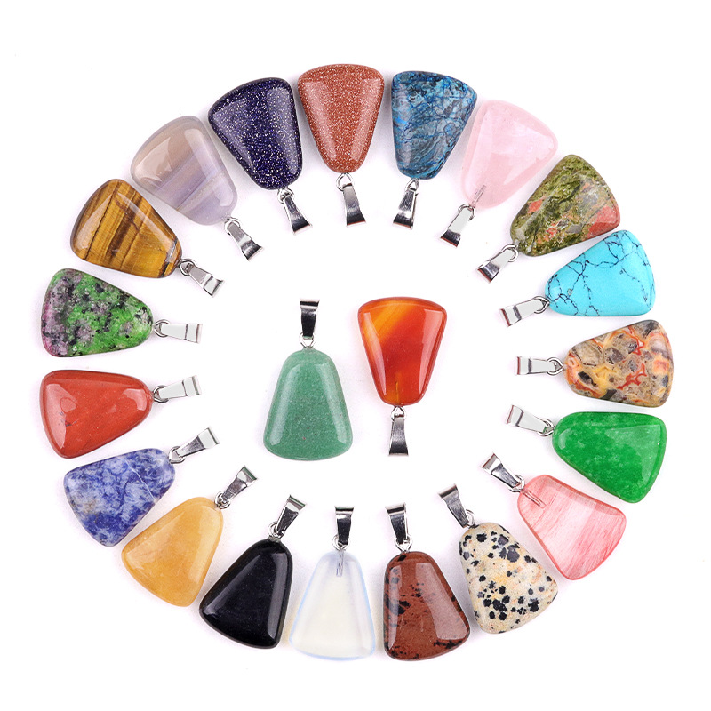 Crystal Pendant Necklace Natural Stone - 20 stks/zak Carving Wit Kristal Ruwe