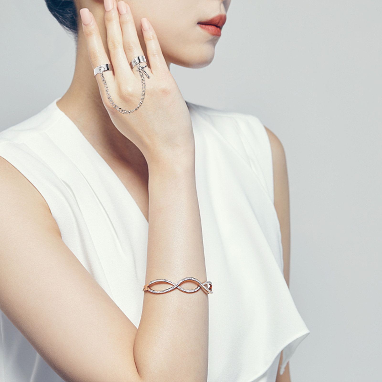 Vintage Punk Knuckle Rings Set - Vintage gotische kruisvingerringset, punk ketting, vingerketting,
