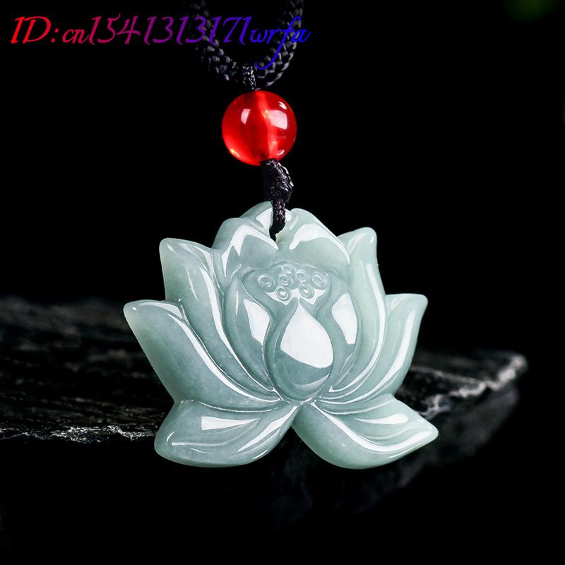 Necklaces - Myanmar Jadeïet Lotus Hanger Ketting Charme