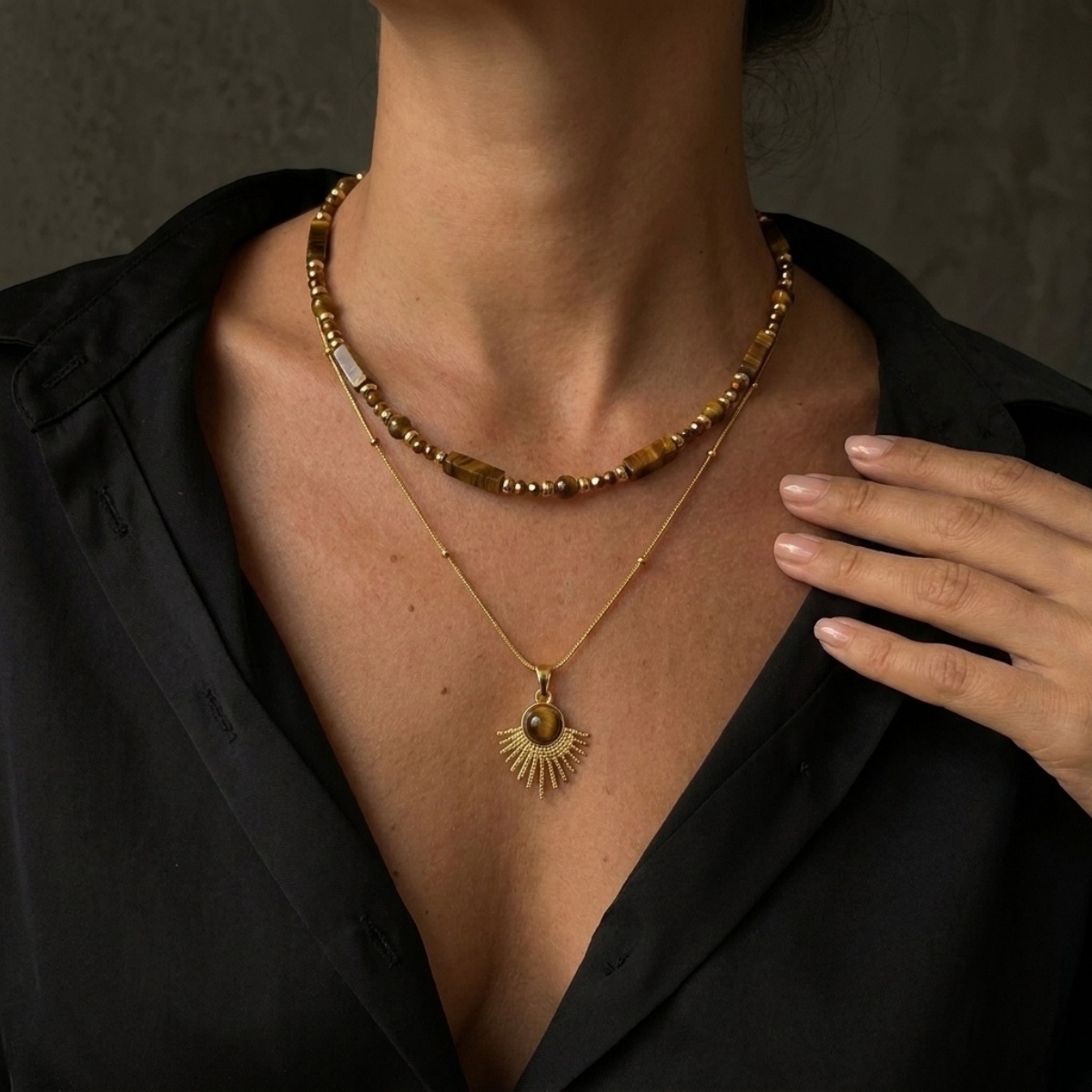 Esthetische herfstbruine natuu - Layered Pendant Necklace Aesthetic recensie en prijs