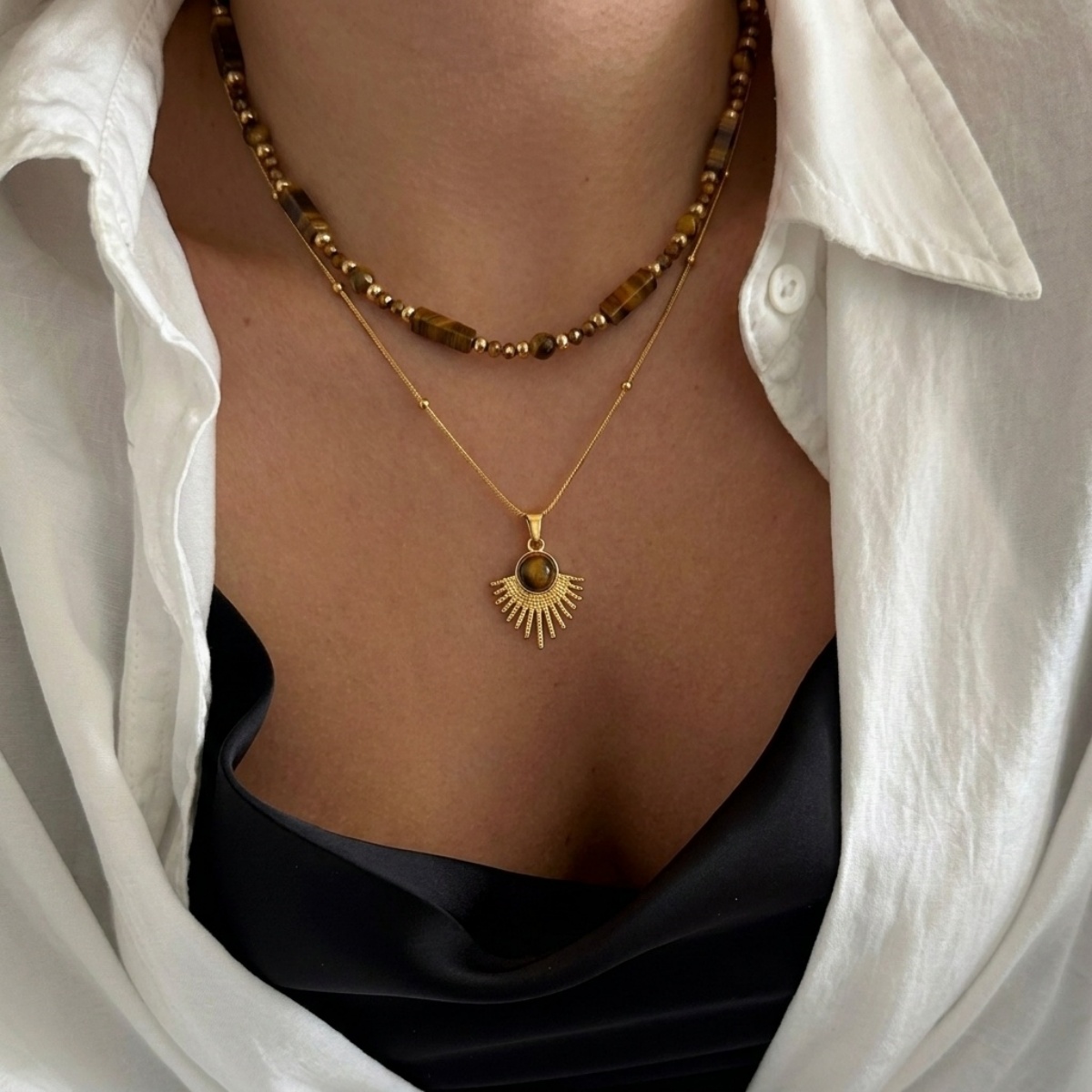Esthetische herfstbruine natuu - Layered Pendant Necklace Aesthetic recensie en prijs