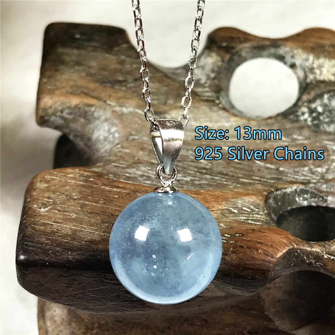 13Mm Natuurlijke Blauwe Aquama - 925 Sterling Silver Chain Necklace Men recensie en prijs