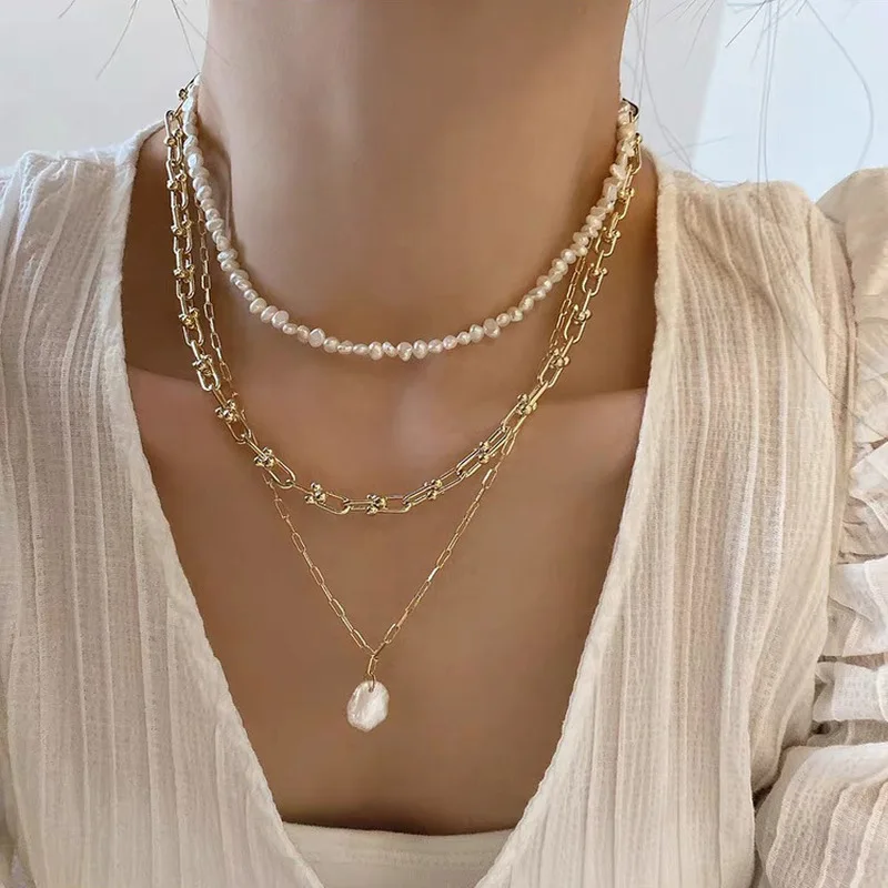 Franse Retro Link Chain Natuur - Pearl Choker Necklace Vintage recensie en prijs