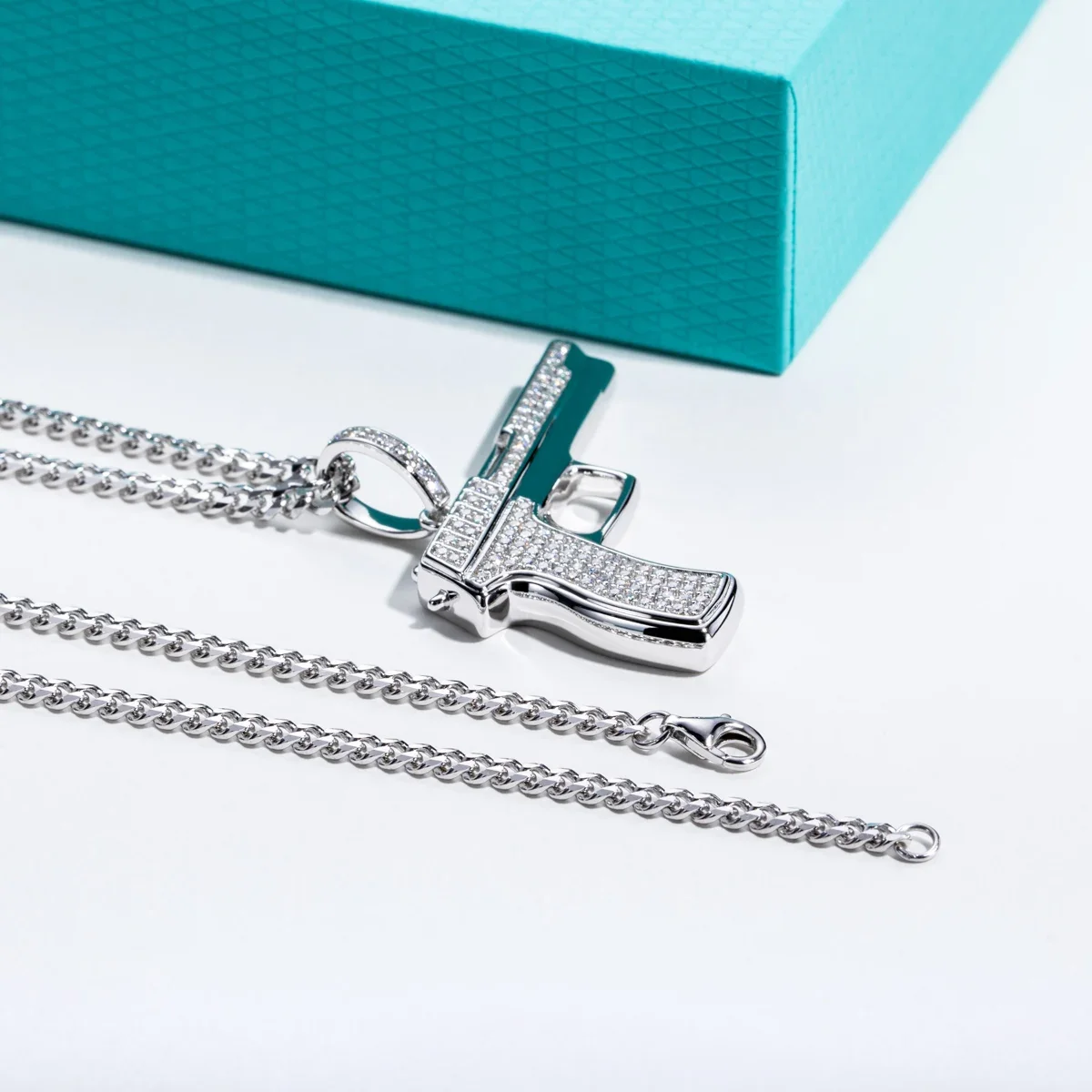 FCGJHW Moissanite Gun Hanger,  - 925 Sterling Silver Chain Necklace Men recensie en prijs